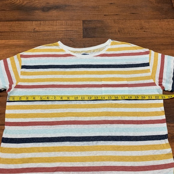 Rainbow Stripes Women Shirt Large Multicolor Old Navy Linen Blend, Lightweight - Picture 6 of 8